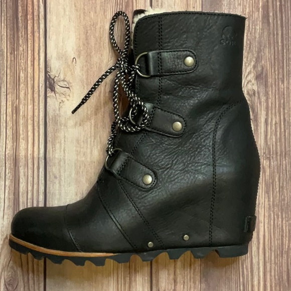 Sorel Joan of Arctic Wedge Shearling Boot in Black - Picture 2 of 13